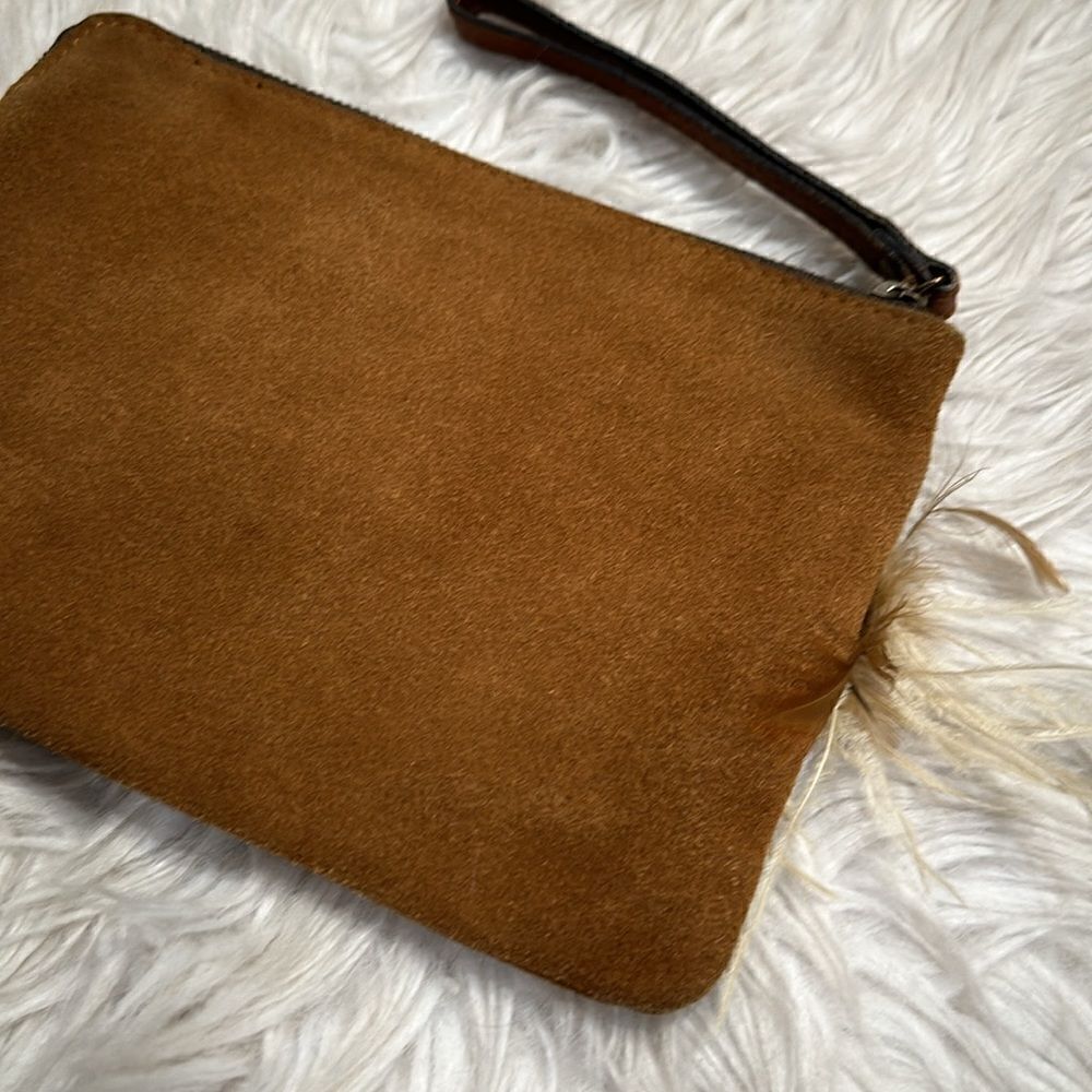 Patricia Nash Tan Suede and Leather Cassini Feather and Studded Wristlet - Picture 6 of 14